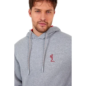 Polo State Erkek Iskelet Nakışlı 3 Iplik Sweatshirt   Gri
