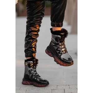 Iglo Su Geçirmez Kürklü Fermuarlı Kauçuk Kaymaz Taban Kadın Kar Botu