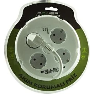 16891 Extensıon Cable/Powermaster Akım Korumalı 4 Lü Priz Yuvarlak Kasa