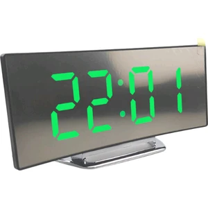 Çalar Saat Dijital LED Ekran Pil Kumandalı Ayna Gece Light-03 Yeşil