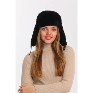 Ushanka Hakiki Deri Tokalı Kürklü Şapka