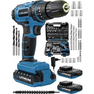 Alman Rcz 58 V 5 Ah Darbeli Bakır Sargılı Metal Şanzuman Çift Akülü Vidalama Matkap + 27 Parça Setli