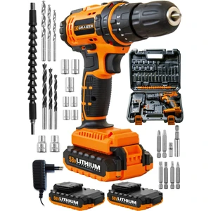 Alman Rcz 58 V 5 Ah Darbeli Bakır Sargılı Metal Şanzuman Çift Akülü Vidalama Matkap + 27 Parça Setli