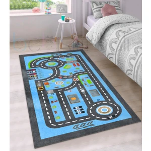 Bebişim Halı Eğitici Yol Araba Şehir Desenli Çocuk Odası Halısı
