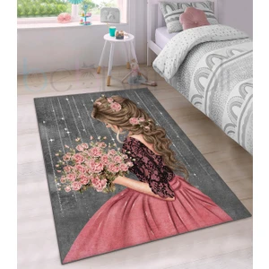 Bebişim Halı Nostaljik Çiçek Prenses Kız Desenli Çocuk Odası Halısı