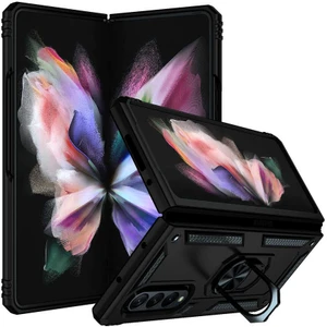 Samsung Galaxy Z Fold 3 Kılıf Kamera Korumalı Tank Armor Yüzüklü Standlı Mıknatıslı Silikon Kapak