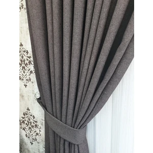 Lüks House Lüks Koyu Kahverengi Blackout Keten Karartma Pilesiz Fon Perde En 100. Boy 265.