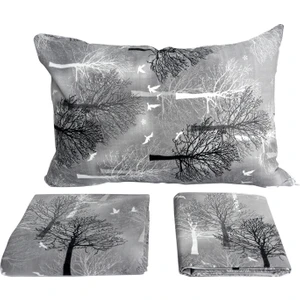 Tek Kişilik Nevresim Takımı Ranforce Pamuklu Ağaç Desenli Set 160 x 235  cm