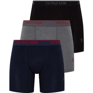 U.S. Polo Assn. Erkek Siyah - Antrasit Melanj - Lacivert 3'lü Uzun Paçalı Boxer 80454Y