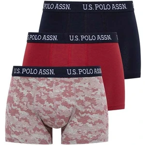 U.S. Polo Assn. Erkek Lacivert - Baskılı - Bordo 3'lü Boxer 80454