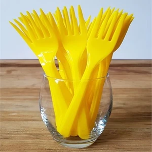 Kelebek Oyuncak Roll-Up Sarı Plastik Çatal 18 Cm-25 Adet
