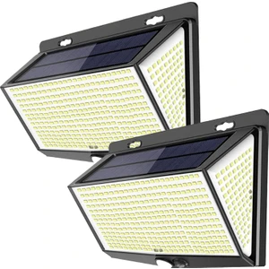 2 Adet 468 LED Güneş Enerjili Harekekt Sensörlü Duvar Işığı - Siyah (Yurt Dışından)