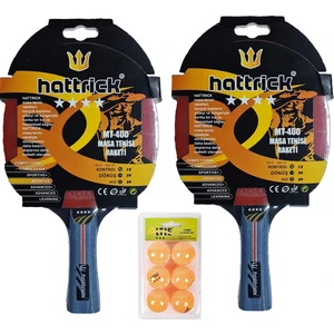 MT-400 Ittf  Onaylı Vakumlu Ambalajlı 2 Adet Masa Tenisi Raketi + 6'lı Pinpon Topu