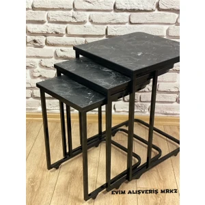 Darıca Evim Avm Mermer Desen C Zigon Sehpa 3'lü Mdflam Desenli Renkli