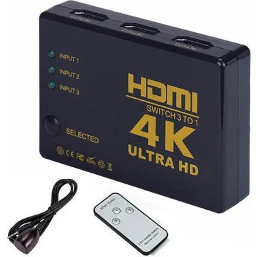 Maxgo 2127 4k Hdmi Çoklayıcı Çoğaltıcı Switch Splitter 3 Port Kumandalı Ultra