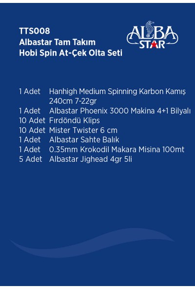 Albastar Tam Takım Hobi Spin Atçek Olta Seti TTS008