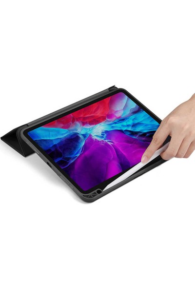 BizimGross Apple iPad 10.2 8.nesil Kılıf Arkası Şeffaf Ayrılan Kapak Tasarımı Standlı Mıknatıslı Tablet Kılıfı