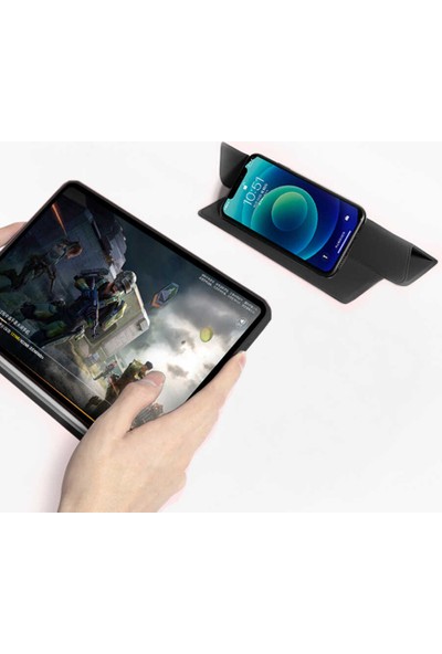 BizimGross Apple iPad 10.2 8.nesil Kılıf Arkası Şeffaf Ayrılan Kapak Tasarımı Standlı Mıknatıslı Tablet Kılıfı