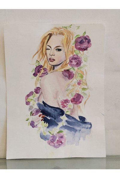 Nismia Beauty In Roses Kağıt Üzeri Sulu Boya Tablo 30X40