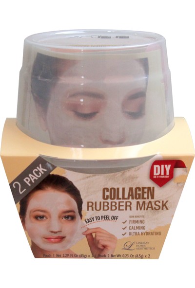 Lindsay Collagen Rubber Maske (Kolajen Içeren Soyulabilir Yüz Maskesi,2 Adet, Tek Kullanımlık)