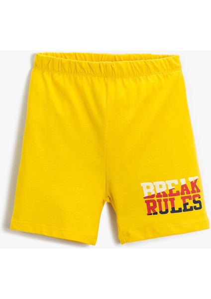 Erkek Bebek Slogan Baskılı Şort Pamuklu