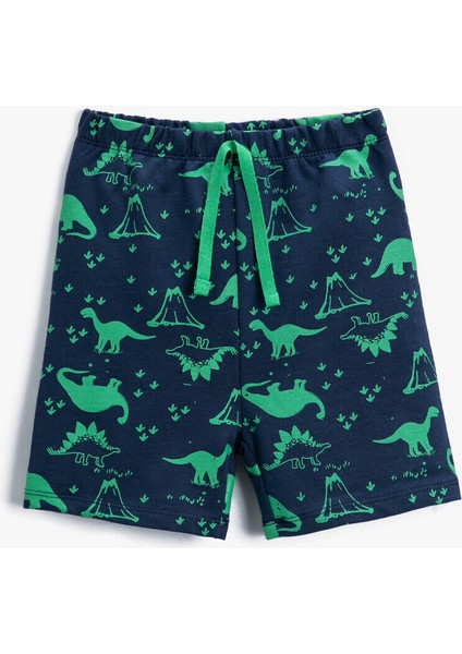 Erkek Bebek Dinozor Baskılı Şort Pamuklu