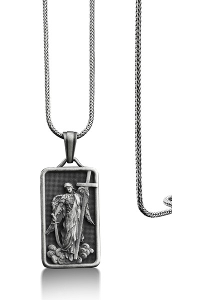 Archangel Koruyucu Künye Gümüş Kolye