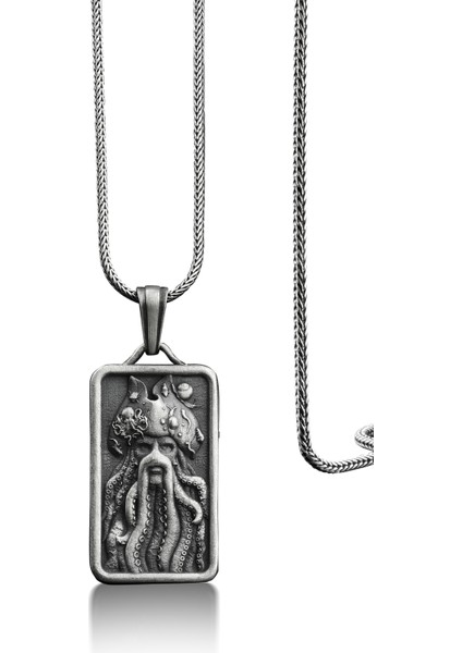 Davy Jones Karayip Korsanları Künye Gümüş Kolye