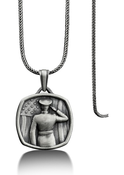 Amerika Askeri Madalyon Gümüş Kolye