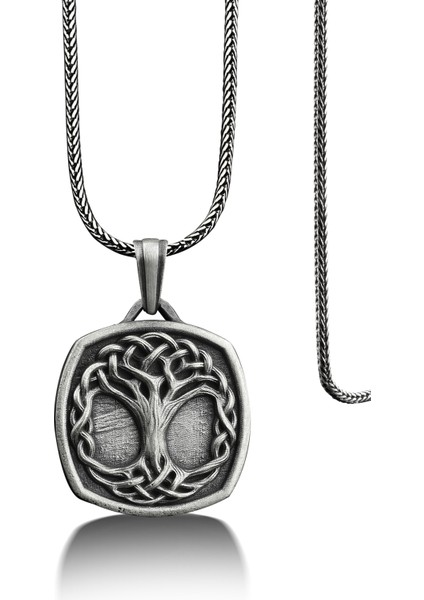 Hayat Ağacı Yggdrasil Madalyon Gümüş Kolye