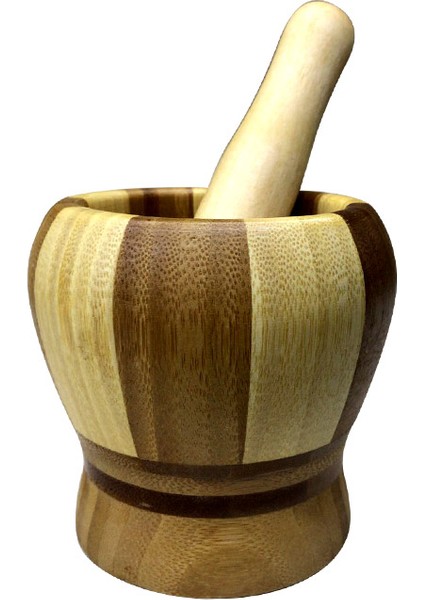 Bambu Ahşap Havan Orta Boy