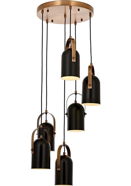 AV-60349-6ET Siyah/Eskitme Boyalı/Kaplama Modern Avize E27 Metal 40cm