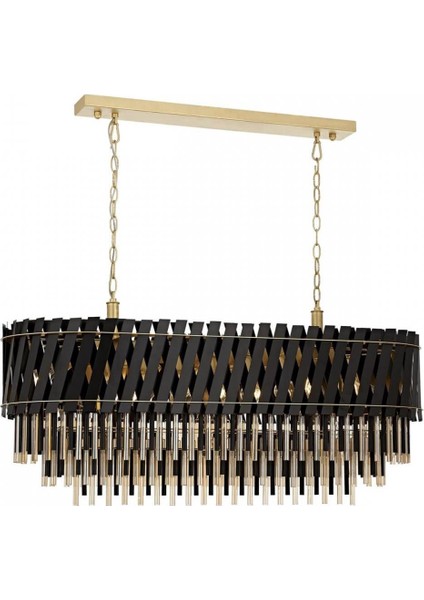 AV-60354-120X40BSY Siyah Boyalı Klasik Avize E27 Metal Cam 120x40cm