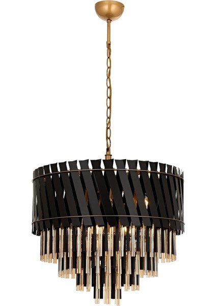 AV-60354-60BSY Siyah/Eskitme Boyalı/Kaplama Modern Avize E27 Metal Kristal 60cm