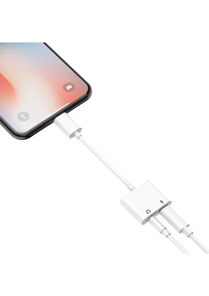 Iphone Tüm Seri Şarj Kulaklık Dönüştürücü 2in1 3.5mm Jack