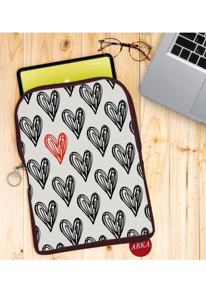 Gift Kalpler Tasarımlı Taşınabilir Koruyucu Tablet Kılıfı & Organizer Çanta - Bordo-1 fiyatları