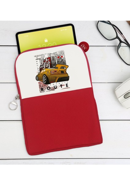 Gift Tokyo Route Tasarımlı Taşınabilir Koruyucu Tablet Kılıfı & Organizer Çanta - Kırmızı-1