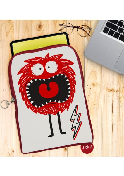 Gift Sevimli Canavar Tasarımlı Taşınabilir Koruyucu Tablet Kılıfı & Organizer Çanta - Kırmızı-1 fiyatları