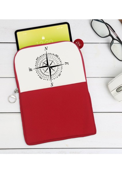 Gift Pusula Tasarımlı Taşınabilir Koruyucu Tablet Kılıfı & Organizer Çanta - Kırmızı-2