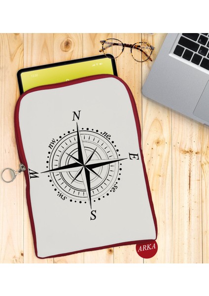 Gift Pusula Tasarımlı Taşınabilir Koruyucu Tablet Kılıfı & Organizer Çanta - Kırmızı-2 fiyatları