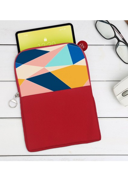Gift Modern Art Tasarımlı Taşınabilir Koruyucu Tablet Kılıfı & Organizer Çanta - Kırmızı-2