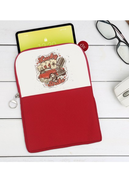 Gift Lucky Strike Tasarımlı Taşınabilir Koruyucu Tablet Kılıfı & Organizer Çanta - Kırmızı-1