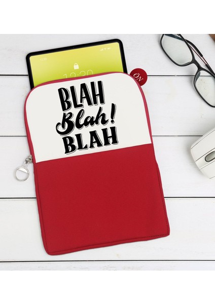 Gift Blah Blah Blah Tasarımlı Taşınabilir Koruyucu Tablet Kılıfı & Organizer Çanta - Kırmızı-1