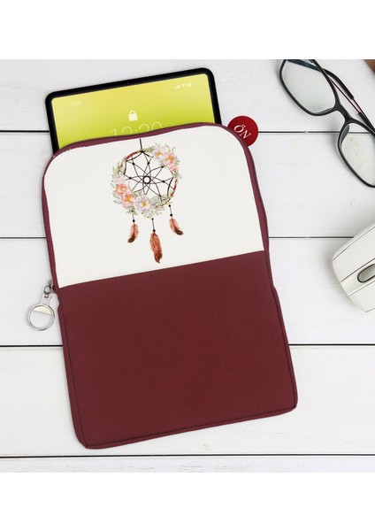 Gift Rüya Kapanı Tasarımlı Taşınabilir Koruyucu Tablet Kılıfı & Organizer Çanta - Bordo-1