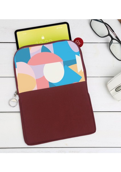 Gift Modern Art Tasarımlı Taşınabilir Koruyucu Tablet Kılıfı & Organizer Çanta - Bordo-1