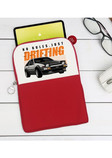 Gift Drifting Tasarımlı Taşınabilir Koruyucu Tablet Kılıfı & Organizer Çanta - Kırmızı-1