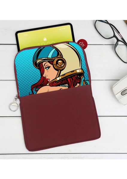 Gift Pop Art Tasarımlı Taşınabilir Koruyucu Tablet Kılıfı & Organizer Çanta - Bordo-14