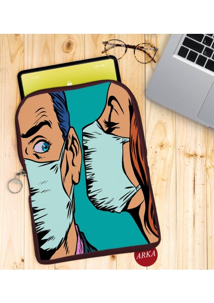 Gift Pop Art Tasarımlı Taşınabilir Koruyucu Tablet Kılıfı & Organizer Çanta - Bordo-14