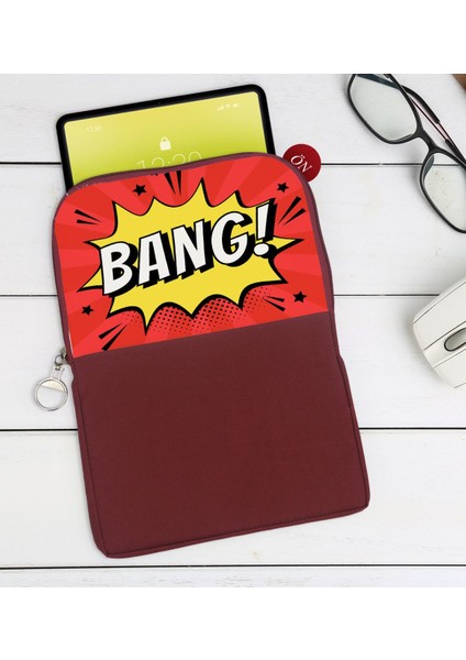 Gift Pop Art Tasarımlı Taşınabilir Koruyucu Tablet Kılıfı & Organizer Çanta - Bordo-13