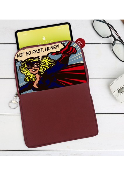 Gift Pop Art Tasarımlı Taşınabilir Koruyucu Tablet Kılıfı & Organizer Çanta - Bordo-11